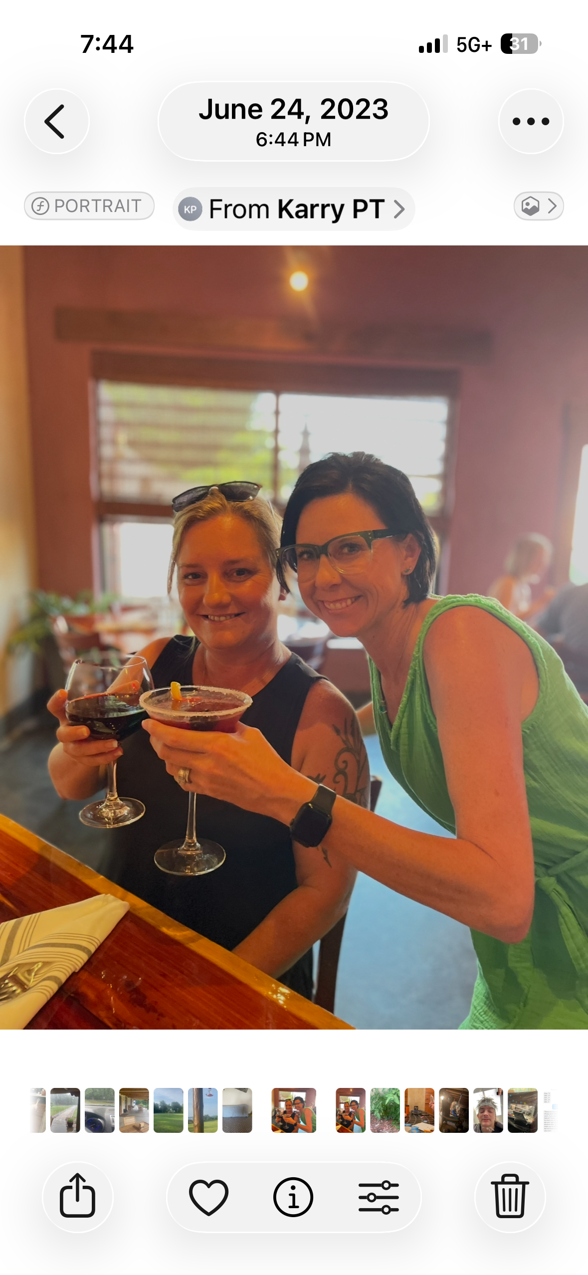 Mandy Schow and Karry Ward sharing a toast
